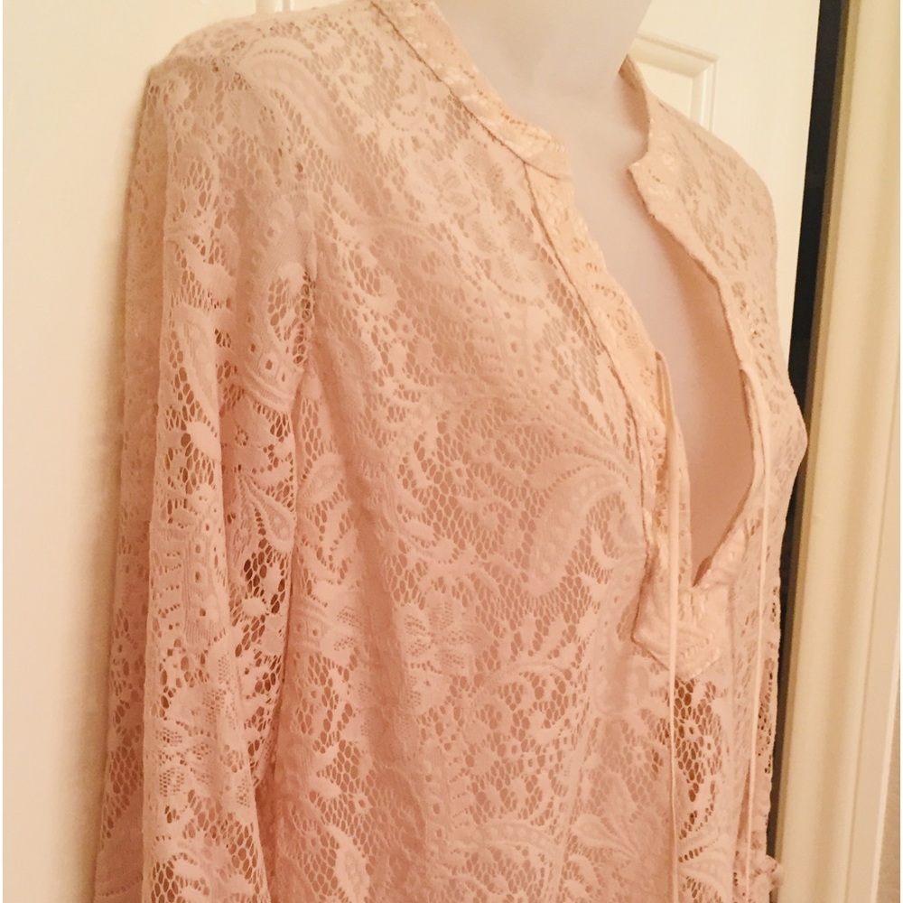 NWT - $174 Designer Rory Beca Cream/Peach Colored Lace Top Size XS/S